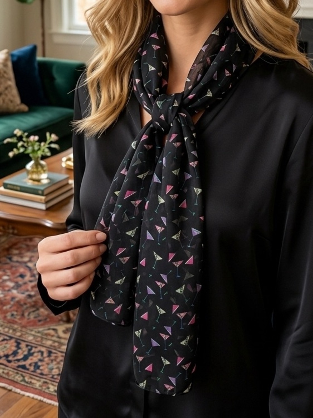 Martini cocktail printed scarf